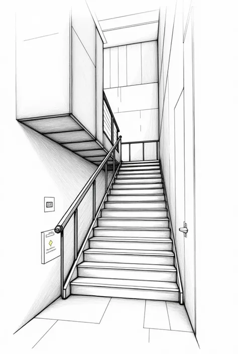  straight fire exit stairs with landing sketch