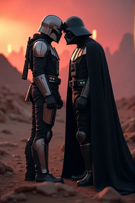 Mandalorian et Dark Vador en couple amoureux 