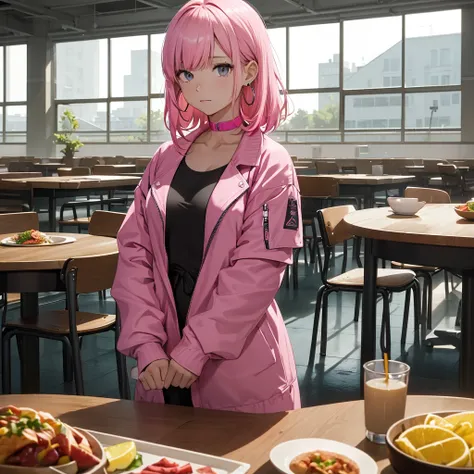 (​masterpiece、top-quality、hight resolution、Unity 8k、extremely details CG:1,Best Picture), In a large, clean prison cafeteria, female prisoners are quietly eating at their tables. The tables and chairs are plain and arranged in neat rows. The women, dressed...