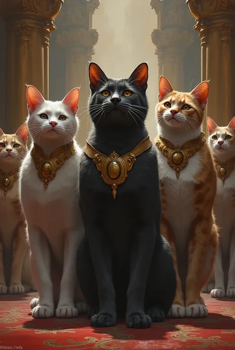 Several muscular noble cats