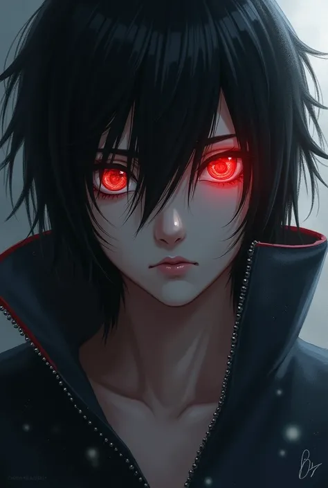 Aesthetic uchiha Itachi with mangekyo sharingan in his eyes