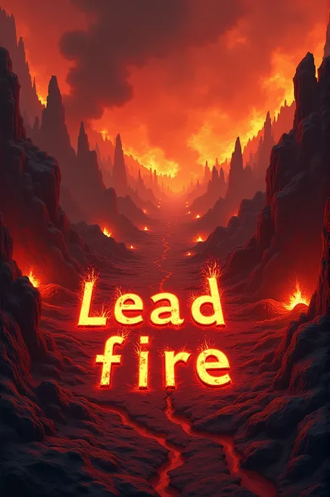 Lead and fire written on a hell themed background. Imagem cartoon 4k