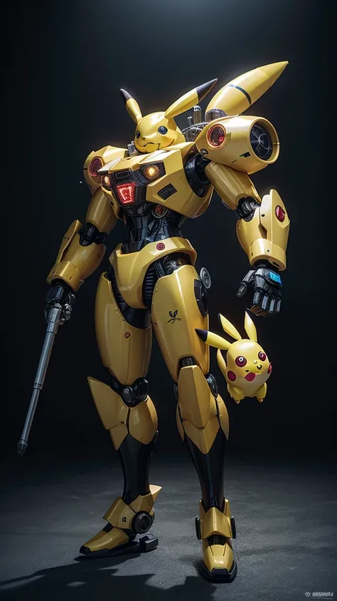 Mechanical Pikachu、High resolution with the whole body made of mecha, 