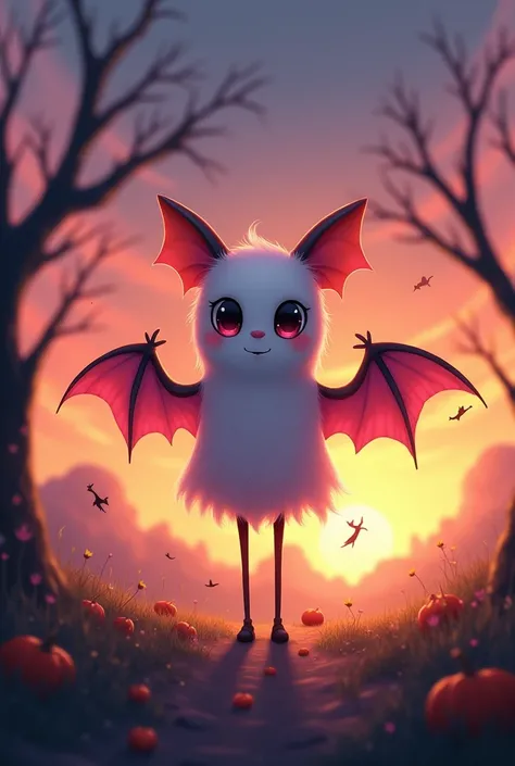 Halloween　Bat ghost　Have legs　cute　Sunset