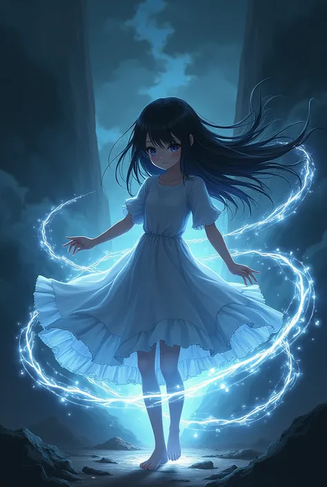 luna, a young girl with the power to manipulate light in a dark anime style