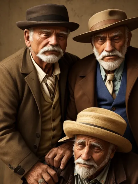 tired old men with dirty hat