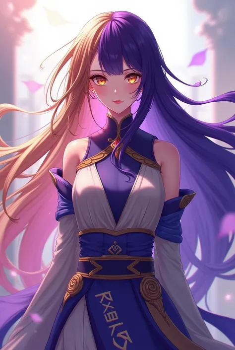 Fu Hua, Bicolor hair, bronce and purple, anime style