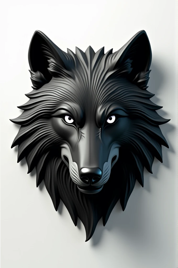 I want to create a logo with a wolf face, with a black face and white eyes, with 3D features and allowing me to upload to all platforms.