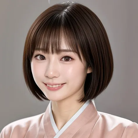 (kawaii 24 year-old Japanese highschool girl, Nogizaka idol, Korean idol), healthy female athlete body, (glossy brown hair, short hair, pixie cut, bangs:1.3), (rounded face, beautiful black eyes, single eyelid, no makeup:1.2), (looking at viewer, grin), (w...