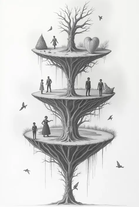 create a pencil art poster showing the difference between the three views regarding  the relatioship between humanity and the environment. Anthropocentrism, Biocentrism and Ecocentrism make it plain