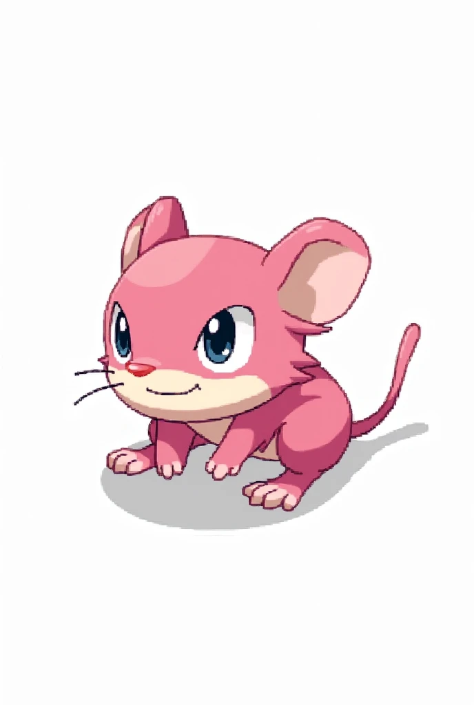 pokemon, pixel art, pink mouse, looking right, attack, white background