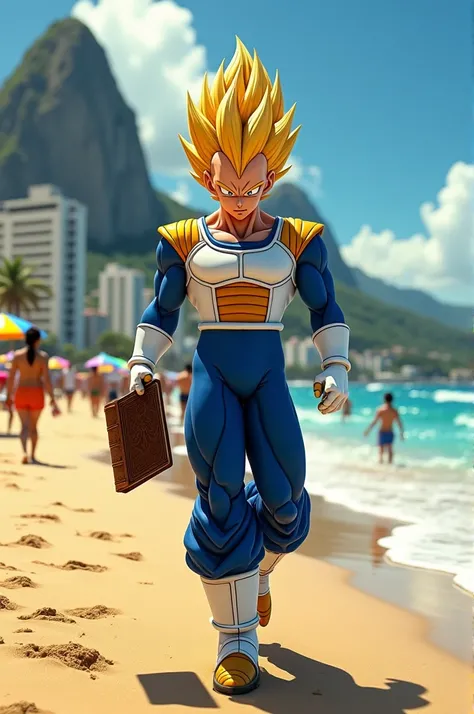 Vegeta walking with the bible in Copacabana