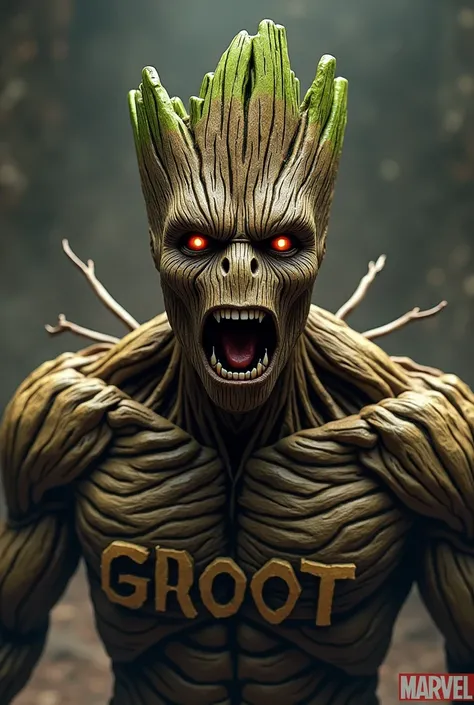 Groot , written the words “ Mad Groot“ large on the screen