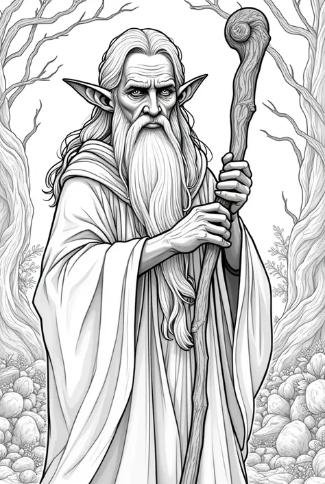 ancient old elf coloring page.

