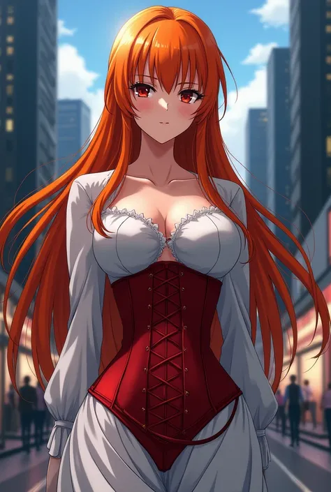 Orihime Inoue, style Tite Kubo, plaza, Red corset, 2k