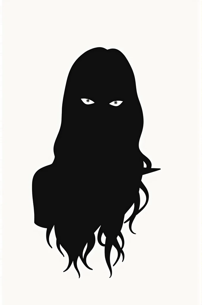 Logo for YouTube black silhouette of a person with long hair looking straight as if looking at me and some lines resembling their eyes 