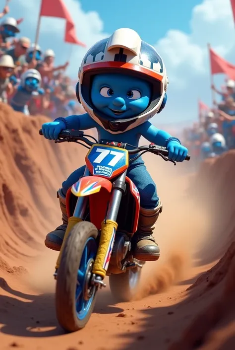 Smurf motocross racer number 77