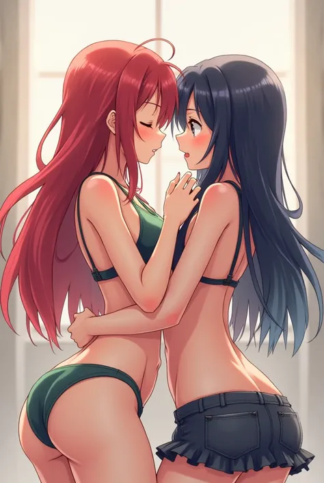 I want a porn picture of two yuri anime girls  Make them fuck and suckle each other. 
 make them naked 