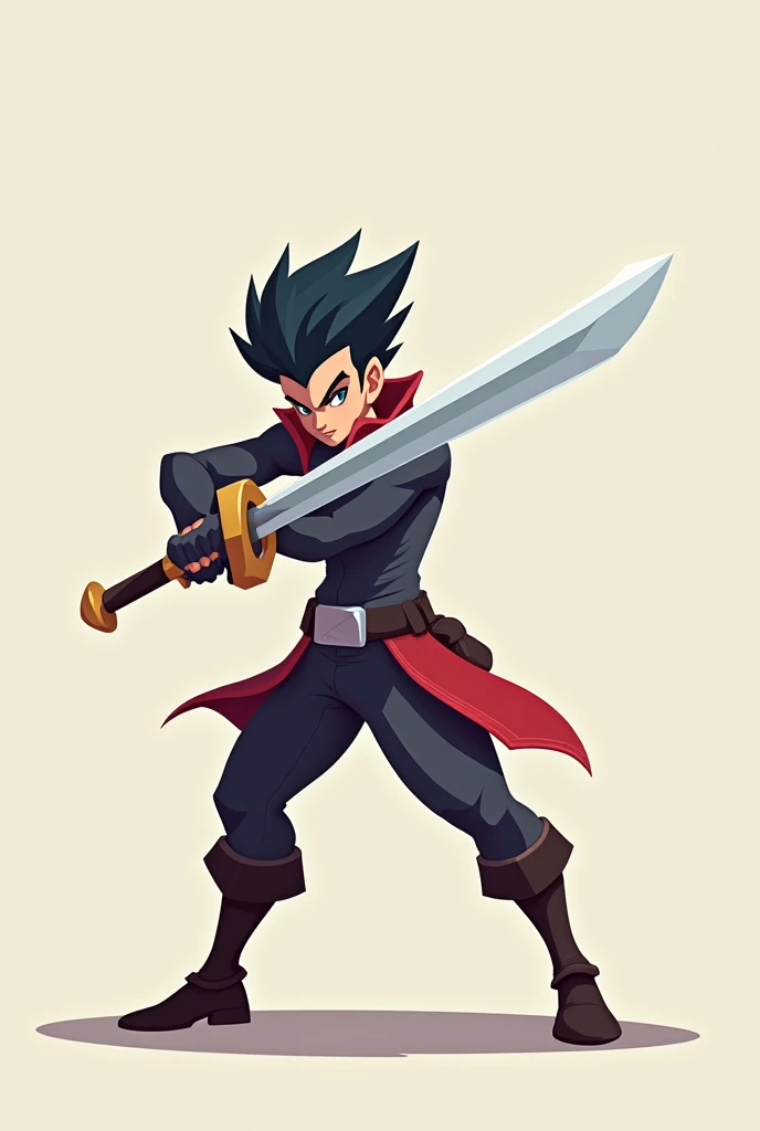 2d vector game character handle Sword with simple background 