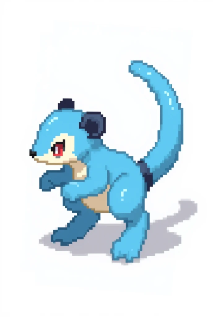 Rattata. pixel art, blue with white, looking right, attack procession, white background, Pokémon