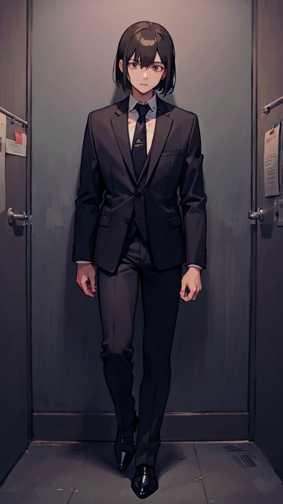 black hair,suit,best,tie,bob,criminal,leather shoes