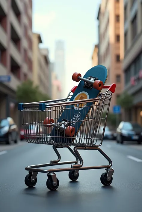 Shopping cart with skateboard for home delivery