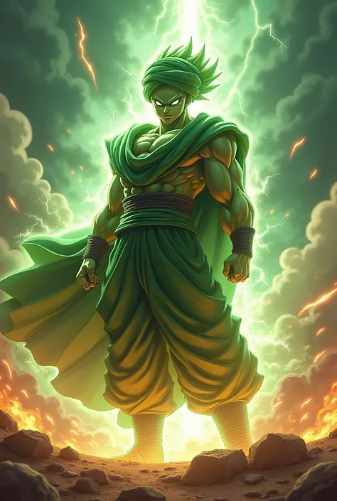 Generates an image of angry piccolo launching a dragon ball super power attack 