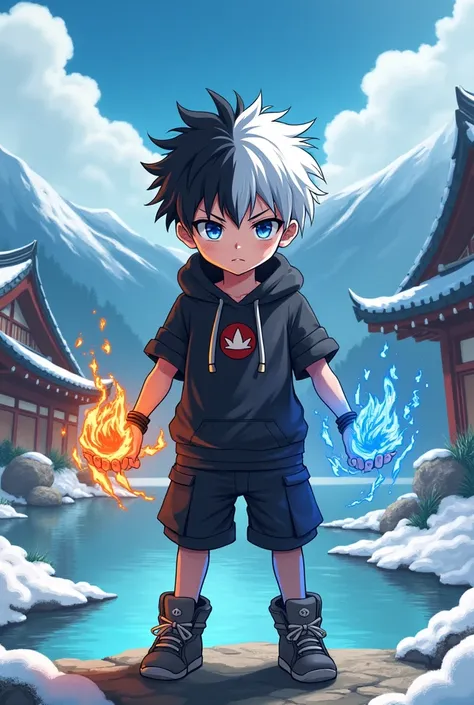 create an image of shoto todoroki as a child anime style