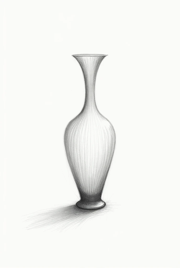 Drawing of a vase using various lines. The work is not very large. The beauty is at the level of a . Drawn using a pencil. No shadows.