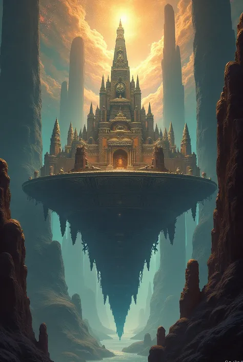 Babylon castle drawing on the pillars of creation in space 


