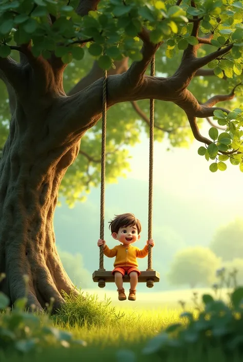 Child swing in brach of tree
