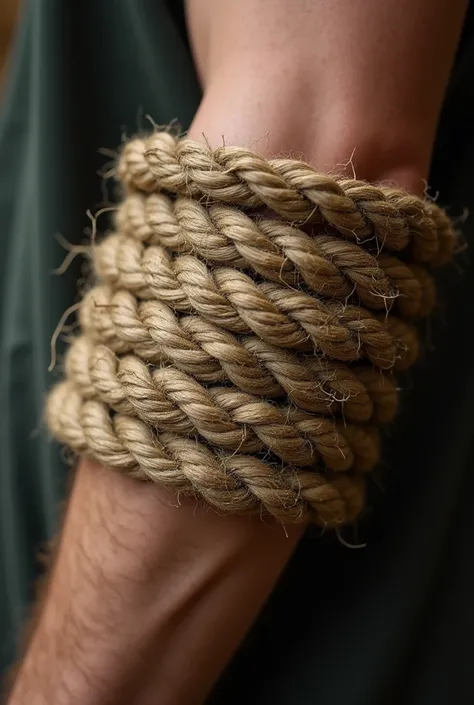 Close-up of jute rope on an arm
