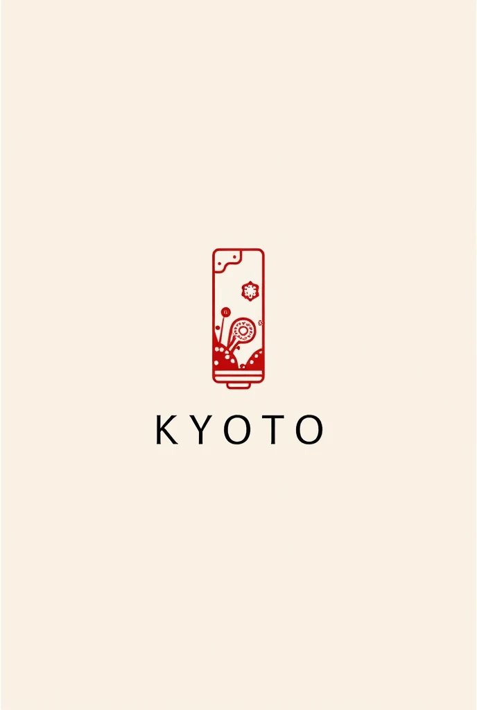 create a minimalist store logo with kyoto characteristics, with shades of red with the word kyoto in the image 
