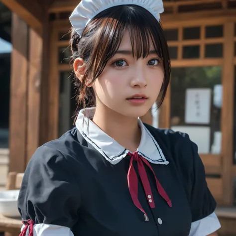 (8k, RAW Photos,Highest quality, High resolution:1.1), (Ultra-realistic:1.4),(Realistic, Realistic:1.3),The Beauty of Japan、((Upper Body:1.3)),maid喫茶、((maid:1.3))