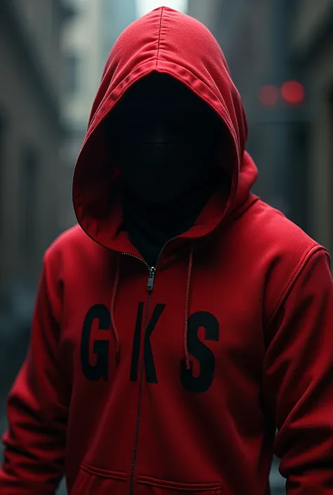 masked bandit with red clothes with gks written on it