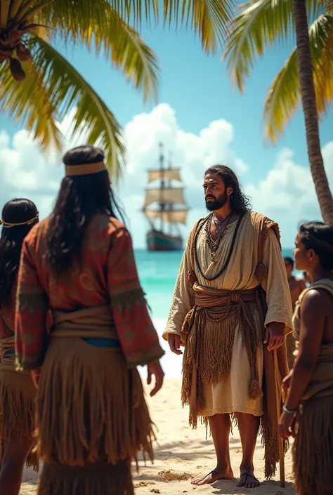 Photos of Christopher Columbus with the Tainos

