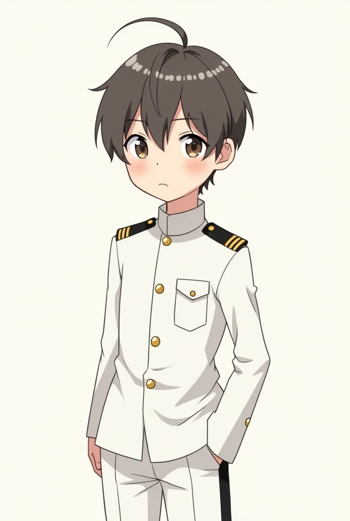 boy , , white military clothe, 2d, anime