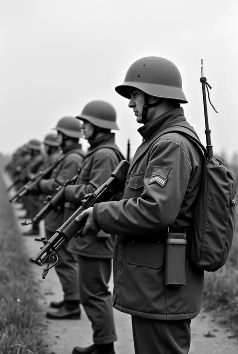 Grenztruppen der DDR troops patrolling the boarder. They using 1970s East Germany equipments, uniform, and weapon.