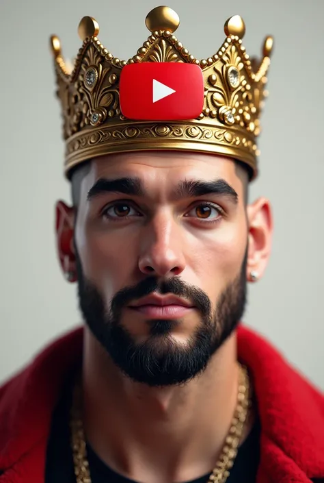 Mr Beast with a gold crown and the YouTube logo