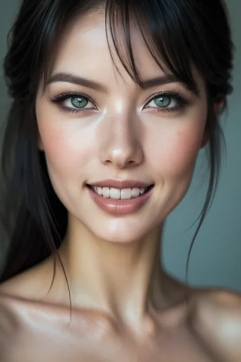 Realistic (photorealistic Realism), (high resolution), ((intricately detailed digital art)). (ultra realistic texture details: velvety skin, shiny hair also fluid and natural appearance .), (ultra quality), professional photography, ((glamour shot of Brazi...