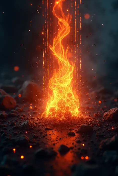 Create an image about graphics with fire that refers to the name of my project called Binary Fire