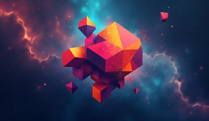 various colorful geometric shapes in the middle of the universe