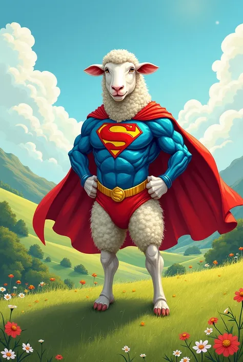 Superhero sheep drawing


