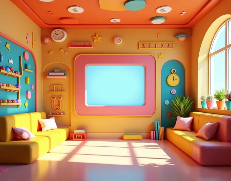 Create a children&#39;s playroom where I will then put a login registration in the center, make it attractive for primary school students and an animated style without the registration form and as a theme mathematics with the Singapore method and without c...