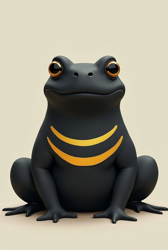 Generates a BLACK TOAD with 3 yellow stripes on the back and the rest of the body black including the black head and that is a toad