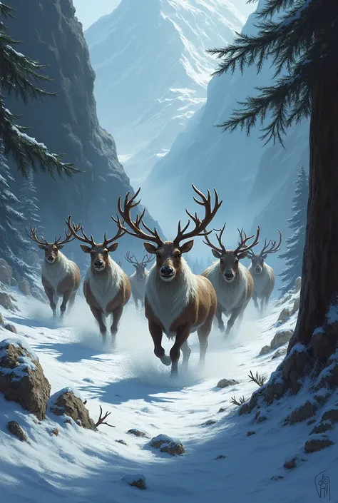 Reindeer chased by monsters