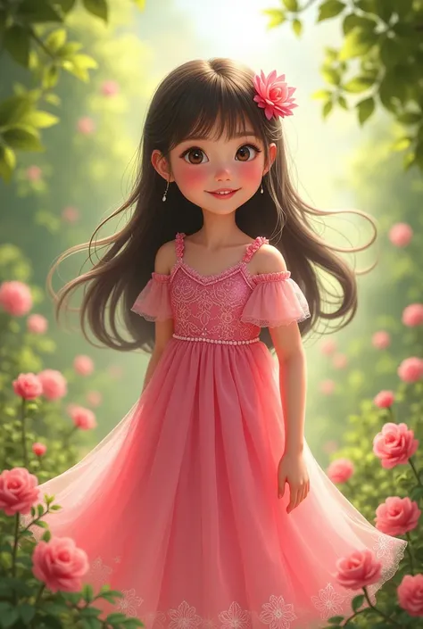  girl wearing a pink dress