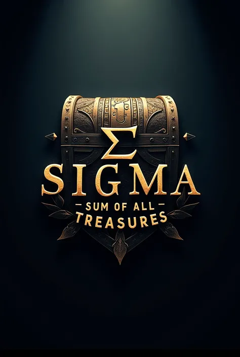 generate a text logo with graphics for a decoding puzzle math competition called, "Sigma: Sum of All Treasures" dark theme. add more graphics, no human faces INSTEAD of "Sigma:" add  SIGMA SYMBOL to the title. add a big TREASURE BOX to the graphics.




