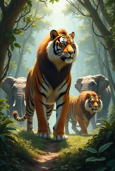 Elephants + Tiger+Lion+Miger with Wild Real Forest with Slaman Khan
