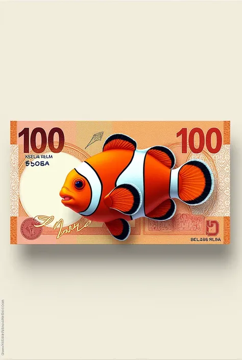 100 reais note with clownfish drawn on it 